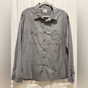 J.Crew Men’s Workshirt Med Gray 100% Cotton Twill Utility Button Pockets Casual
